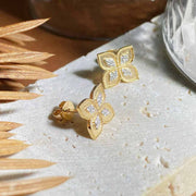 White Diamond Four Leaf Clover Earrings D0.14ct,18K